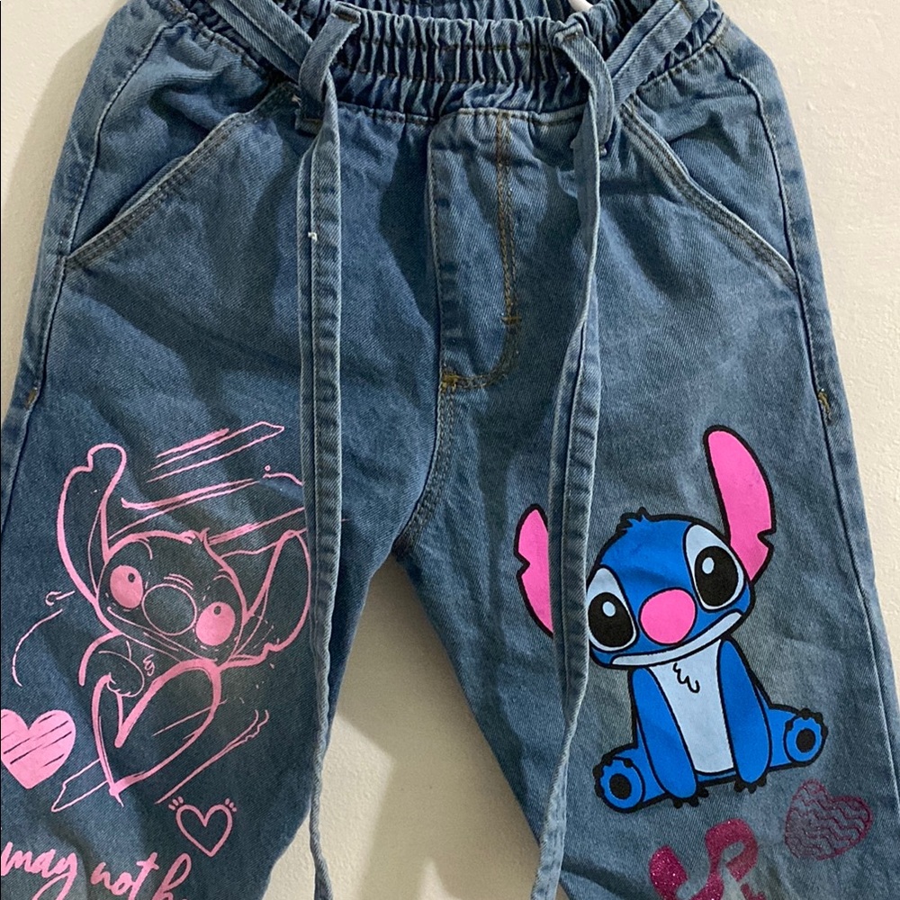 Kids Cartoon Print Denim Jeans